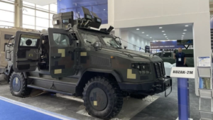 A Ukranian-made Kozak-2M on display at the World Defense Show in 2022. (Riad Kahwaji/Staff)